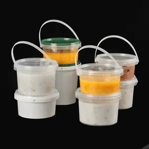 Recipiente de sopa de 16 onças para micro-ondas, recipiente descartável de plástico transparente branco redondo com tampa, reutilizável e personalizado sem Bpa