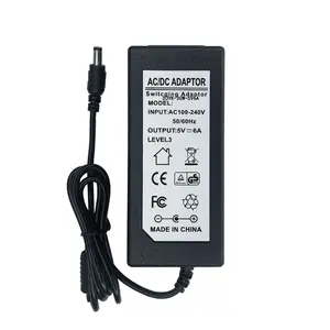 Adaptador de energia de montagem na parede 5V6A, adaptador de 30 watts para laptop, comutação AC, câmera de vigilância, roteador, caixa de comando