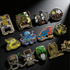 定制金属锌合金酒吧啤酒开瓶器钥匙扣2D 3D徽标字母软珐琅挑战币 - Product Image 5