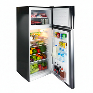 Réfrigérateur double porte <span class=keywords><strong>noir</strong></span> 210L avec congélateur supérieur pour la maison, fabrication OEM - Product Image 1