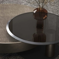 Table basse ronde en verre trempé de luxe italien, bronze antique, acier inoxydable, table d'appoint créative pour salon, usage domestique
