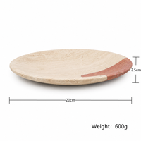 Plateau de service rond en travertin rouge beige NANWEI, deux tons, vente en gros personnalisée pour table à manger, décoration d'hôtel