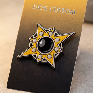 Wholesale Custom Glitter Sunburst Enamel <b>Pin</b> <b>Badge</b> Lapel <b>Pin</b> Zinc Alloy Hard Enamel Celestial Star Cosmic Factory - Product Image 1