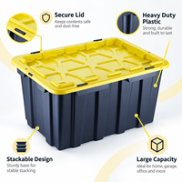 Caisse de rangement en plastique grande capacité avec couvercle à loquet, étanche, pour équipement d'atelier
