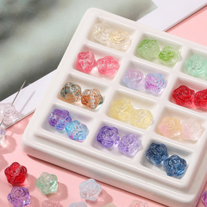 Transparent Rose Glass <b>Spacer</b> Beads Crystal Lampwork For Jewelry Making DIY Bracelets Phone Chains Beaded Accessories - Product Image 1