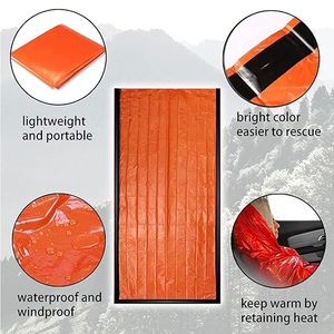 Tente de survie d'urgence en Mylar pour <span class=keywords><strong>2</strong></span> personnes, abri thermique toutes saisons pour le <span class=keywords><strong>camping</strong></span> et la randonnée avec sifflet en paracorde, équipement de sauvetage en plein air - Product Image 5