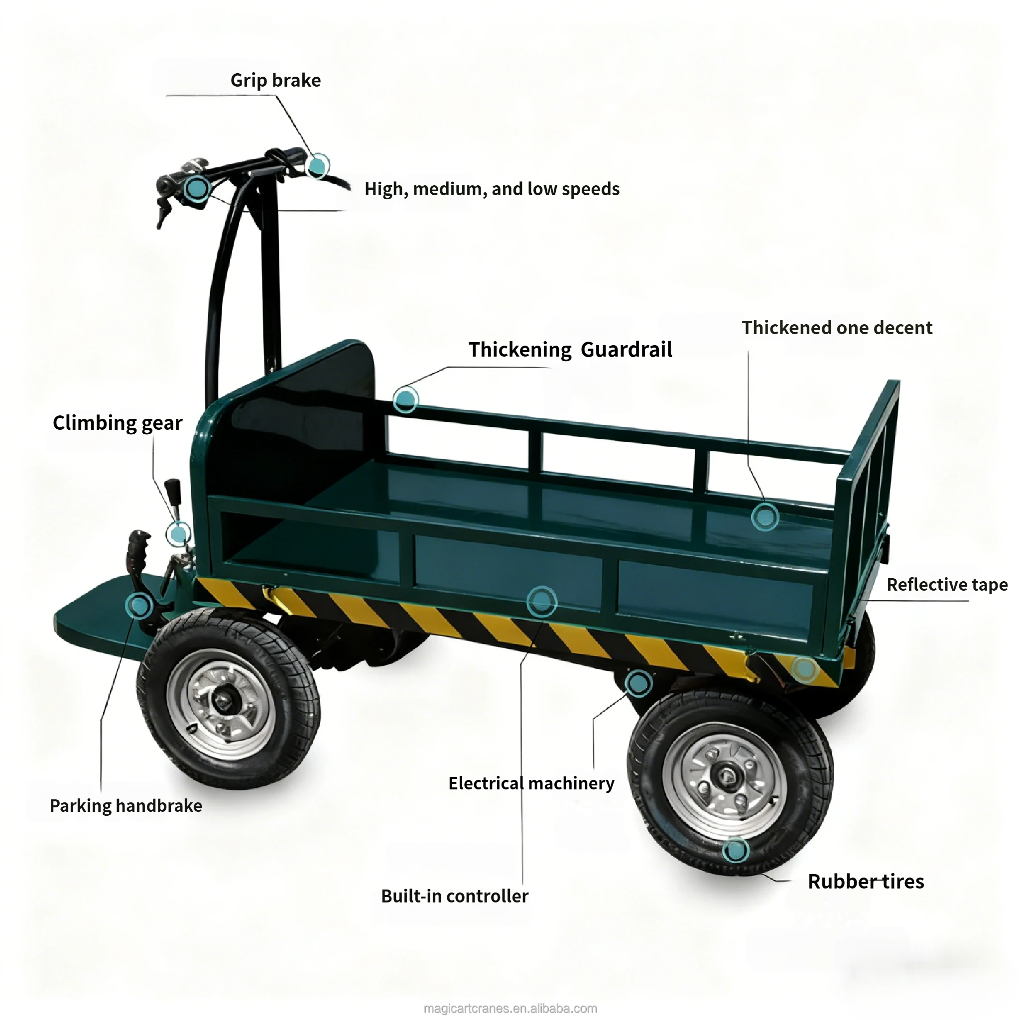 Heavy-duty Four-Wheel Electric Handcart Industrial Handling Equipment Electric Transport Cart Load Capacity OEM