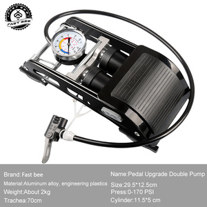 <span class=keywords><strong>Pompe</strong></span> à <span class=keywords><strong>pied</strong></span> antidérapante FAST BEE haute pression en acier à double tube Schrader/Presta pour vélo, voiture, moto et <span class=keywords><strong>VTT</strong></span> 120-180 PSI - Product Image 6