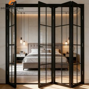 Puerta Plegable Interior de Aluminio GS con Malla de Acero Inoxidable y Panel de Vidrio Simple - Product Image 2