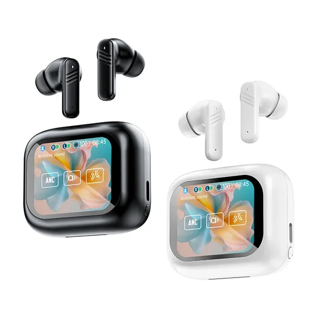 HiFi Stereo Earphones Wireless In-Ear TWS Earbuds Full Touch Screen Headphones ENC Mic Noise Cancelling Smart Screen Headset