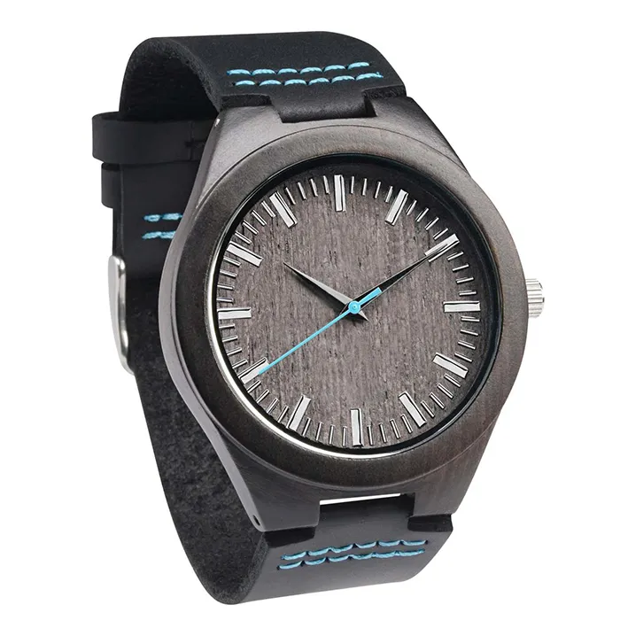 men's digital blank dark black bamboo wood big dial wrist watches for men