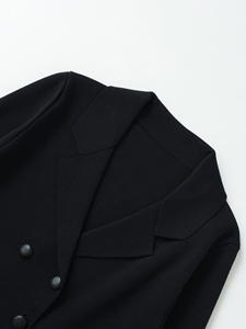Suéter Cárdigan de Punto con Cuello de Solapa, Color Negro, Doble Botonadura, Estilo Casual y Moderno para Mujer - Product Image 3