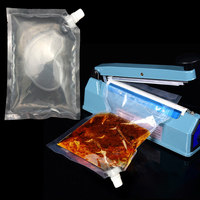 Pochette à bec transparent thermoscellable à fond ouvert pochette à bec plat en plastique sauce salade sirops sac avec bouchon à vis