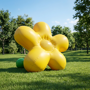 Nuovo Design Personalizzabile: Scultura Gonfiabile Gigante a Forma di Fiore Pop Art Giallo per Piazze Commerciali di Alto Livello - Product Image 1