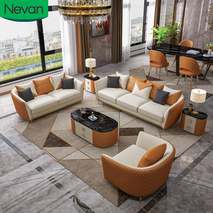 Canapés de salon de luxe orange en <span class=keywords><strong>cuir</strong></span> microfibre doux, design simple, sur mesure, pour intérieur, prix abordable, mobilier de bureau à domicile - Product Image 1