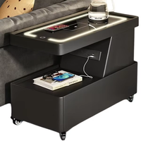 Table basse mobile intelligente avec chargeur sans fil et audio, mobilier de salon moderne en bois et verre