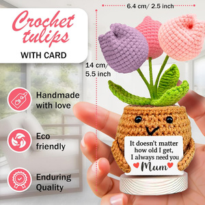 Tulipe au crochet, cadeau pour maman avec message doux, cadeau fait main pour la fête des mères, cadeaux d'anniversaire pour mamans, souvenir d'appréciation mignon - Product Image 2
