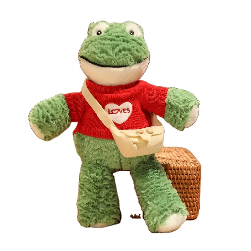 Лидер продаж, мягкая плюшевая игрушка-лягушка, мягкая игрушка-лягушка, свитер на заказ, оптовая продажа, милая зеленая плюшевая лягушка с футболкой, кавайная лягушка