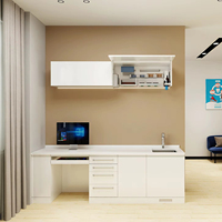 Banc de travail moderne en bois pour cabinet dentaire avec évier, armoires murales de rangement personnalisées pour clinique dentaire