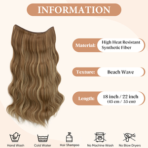 Extensions de cheveux synthétiques SARLA Wire Invisible Fiber, à clipser, en gros, extensions de cheveux longs ondulés sans couture - Product Image 2