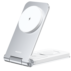 Cargador Inalámbrico Plegable 3 en 1 Maxco Fashion con Carga Rápida Magnética, Cargador Simple Compatible con <span class=keywords><strong>iPhone</strong></span>, Airpods, iWatch - Product Image 1