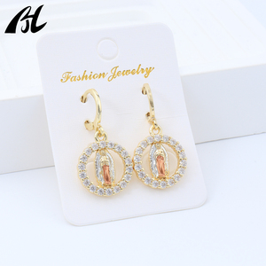 Religious Art Earring Collection, <strong>Handcrafted</strong> Virgin Mary Medals, Multi-Crystal Sacred Halo <strong>Jewelry</strong> - Product Image 2