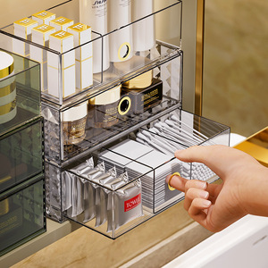 Cosmetic <b>Storage</b> <b>Box</b> With Drawers PET <b>Material</b> Large Capacity Makeup Organizer For Dressing Table Powder And Beauty Tools - Product Image 3