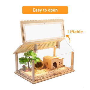 Casa per animali da compagnia 24 pollici criceto trasparente gabbia criceto habitat recinzione legno cornice pannelli acrilici - Product Image 6