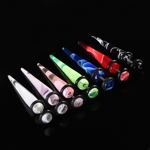 NUEVO Pendiente de acrílico con punta cónica, <span class=keywords><strong>ilusión</strong></span> de perforación, para hombre y mujer, colorido, aretes, joyería, regalos - Product Image 1