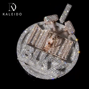 Pendentif Hiphop personnalisé Kaleido, pendentif rond <span class=keywords><strong>en</strong></span> 3D avec lettres, pendentif <span class=keywords><strong>en</strong></span> laiton plaqué platine, zircon, luxe, grand pendentif de 3 pouces, bijoux fins - Product Image 2