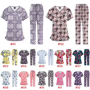 2025 nouvelle mode unisexe extensible imprimé amusant gommage hauts médical imprimé gommages haut pantalon droit ensembles médecin hôpital utilisation - Product Image 2