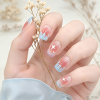Ongles à presser dégradés rose nude avec étoiles et cœurs, ongles carrés courts réutilisables en acrylique, lot de 24 pièces pour salon