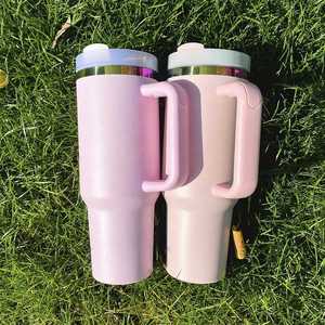 Mug isotherme H2.0 de 40 oz, rose et violet, gravé au laser, revêtement poudré arc-en-ciel, pour la Saint-Valentin, expédié depuis l'entrepôt américain - Product Image 2