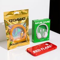Sacs à fermeture éclair personnalisés transparents brillants avec câbles de données USB scellés sur 3 côtés sacs en plastique étanches avec fil d'ordinateur pour l'emballage
