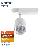 Système d'éclairage sur rail suspendu industriel RONSE Home Power, aluminium, DALI, 30W, spots LED COB pour magasin