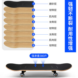 Longboard Skateboard for Adults Canadian Maple Wood PU <b>Wheels</b> Portable Street Cruiser - Product Image 3