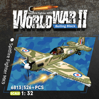 Avions de guerre Supermarine Spitfire MK9 de la Seconde Guerre mondiale, 526 pièces, modèle de jet militaire, kit de construction d'avion en plastique, blocs de construction pour enfants