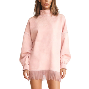 Nouvelle Collection Robes Longues Femme Col Montant en Velours Suédine Style Vintage Ample avec Poches et Franges Manches Longues Tendance - Product Image 4