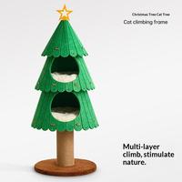 Nouveau Nid de Sommeil pour Chat en Feutre Intégré, Multi-Niveaux, Écologique, Amovible et Lavable, avec Griffoir Intégré pour Arbre de Noël