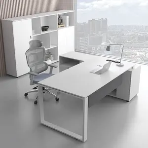 طاولة المدير التنفيذي مع خزانة، أثاث مكتبي على شكل حرف L من سلسلة Jieao K للبيع مباشرة من المصنع