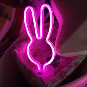 <span class=keywords><strong>Lampe</strong></span> <span class=keywords><strong>néon</strong></span> de bureau USB/à piles, <span class=keywords><strong>rose</strong></span>, couleur unique, en forme de lapin, pour la décoration de salon et de la maison - Product Image 1