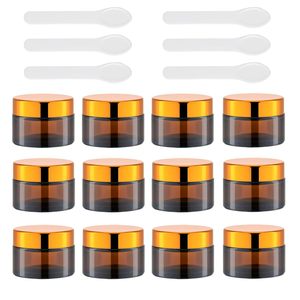 Tarro de crema de plástico ámbar vacío de 30g, 50g, 60g, 2oz con tapa negra y diseño de madera de bambú, tarro cosmético de vidrio ámbar para crema corporal/mantequilla corporal - Product Image 1