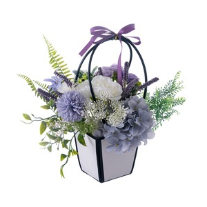 Cesta de flores artificiales CallaFloral con flores moradas y blancas para decoración del hogar y bodas CF01463 - Product Image 5