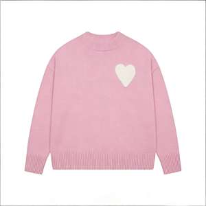 <span class=keywords><strong>Pull</strong></span> en coton respirant à col montant, rayé, motif cœur, décontracté, pour homme et femme, nouvelle collection automne-hiver - Product Image 1