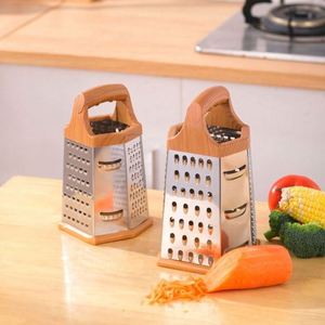 9-Inch Kitchen Cheese Grater 6 Sides Wood-Like Grain Handle Hand Tools Graters Durable Metal <b>Vegetables</b> Home Use 6-in-1 Grater - Product Image 5