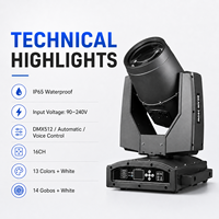 Luz de haz móvil Sharpy de 350W 17R con doble prisma, impermeable IP65, 16 canales DMX512, Gobo, para escenarios exteriores, conciertos y teatro (Stock en EE. UU.)