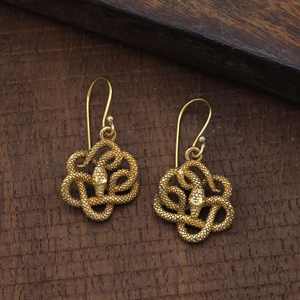 Pendientes de animales góticos de serpiente en espiral a la moda, joyería de latón Tribal chapada en oro de 18 quilates, estilo colgante - Product Image 6