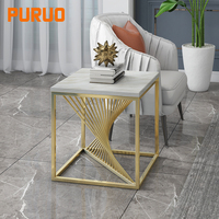Table console minimaliste murale en acier inoxydable et marbre pour hôtel, villa, couloirs, fabriquée à Foshan