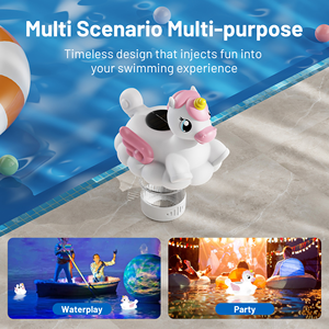 Dispensador de Cloro para Piscina con Diseño de Unicornio, Luz Solar, Carga Rápida, Flotador para Tabletas de Cloro de 3 Pulgadas - Product Image 4