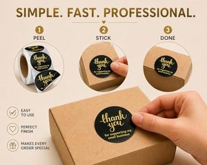 2 Inch Round Black Gold Foil Stickers 500 Pcs Waterproof Self Adhesive <b>Labels</b> For Small Business <b>Packaging</b> Envelope Bag Box Seal - Product Image 4
